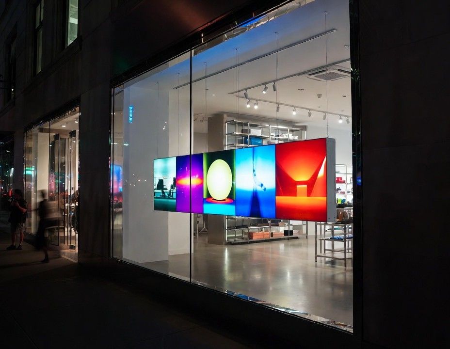 backlit duratrans lightbox display in a modern NYC storefront